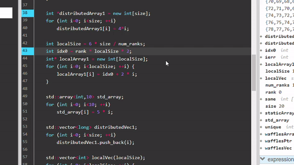 Hovering over a variable